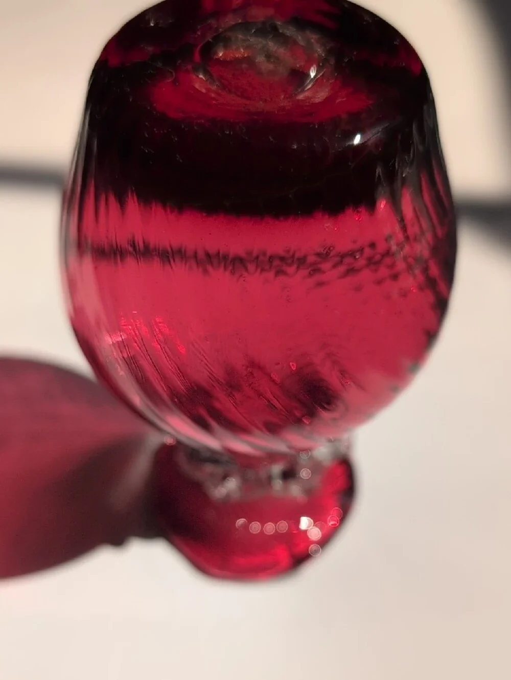Pilgrim Cranberry Glass Swirl Bud Vase